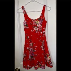Red Skater Mini Sleeveless Dress